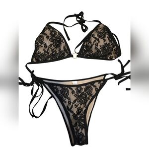 Black Lace Bikini Set